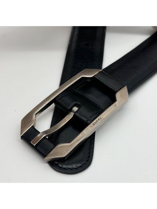 Gucci Era Belt Leather Black Vintage